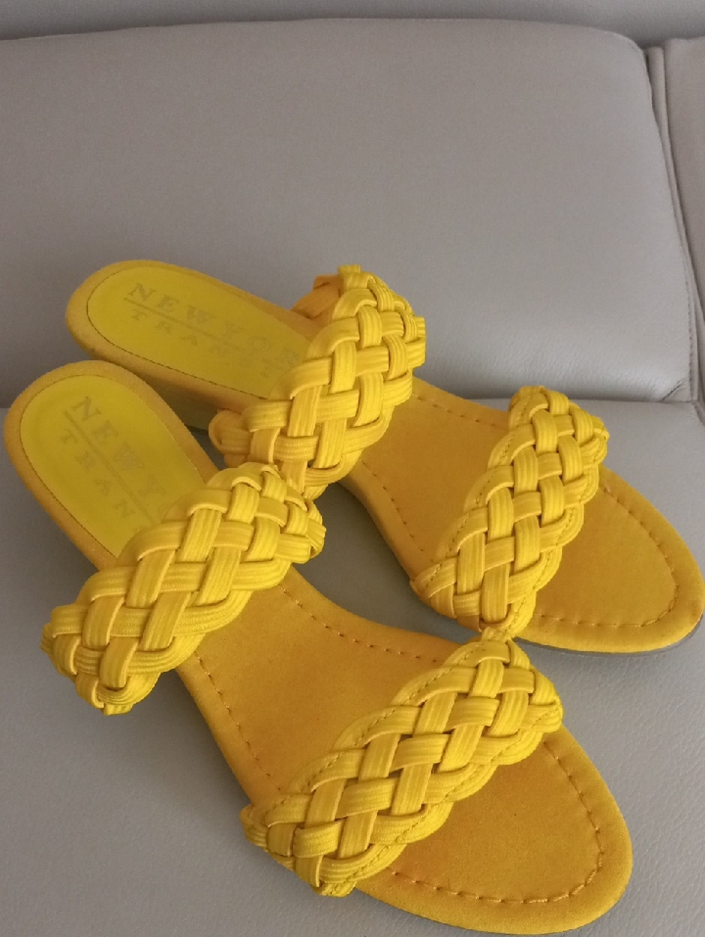 New York Transit Yellow Braided Double-Strap Slide Mules Size 7.5M - Picture 5 of 16